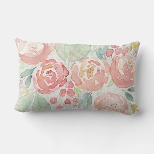 赤面とサンゴの水彩花 ランバークッション (裏面)