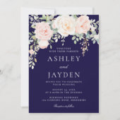 赤面とセージフローラとネイビー結婚ズ 招待状 (正面)