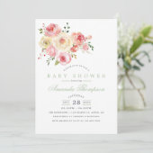 赤面とセージ水の色のフローラベビーシャワー 招待状 (スタンド正面)