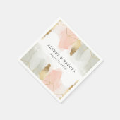 赤面とセージ水の色の金ゴールドジオメトリック結婚ス スタンダードカクテルナプキン (角)