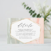赤面とセージ水の色ジオメトリック結婚詳細 エンクロージャーカード (スタンド正面)