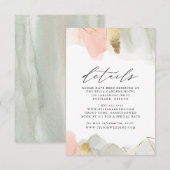 赤面とセージ水の色ジオメトリック結婚詳細 エンクロージャーカード (正面/裏面)