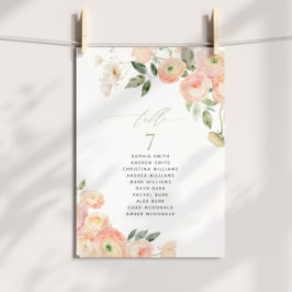 赤面とセージ緑のテーブル番号座席表 招待状