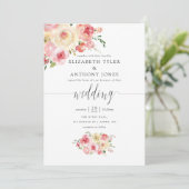 赤面とセージ緑の水色のフローラ 招待状 (スタンド正面)