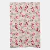 赤面とセージ緑モダンのクリスマスタオル キッチンタオル (縦)