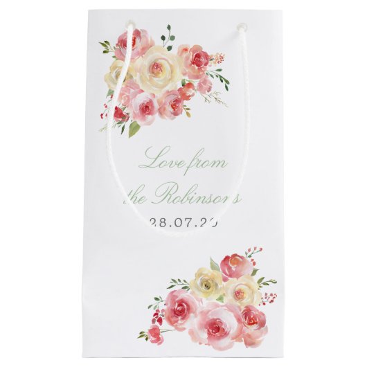 赤面とセージ・グリーンフローラ結婚ズ・サンキュー スモールペーパーバッグ (正面)