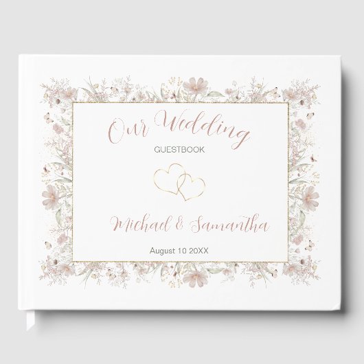 赤面とセージ・ワイルドフラワー春の結婚式 ゲストブック (正面)