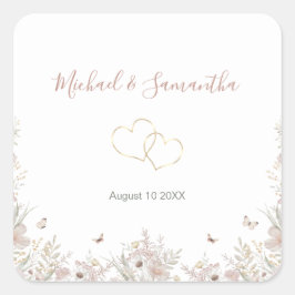 赤面とセージ・ワイルドフラワー春の結婚式 スクエアシール