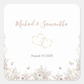 赤面とセージ・ワイルドフラワー春の結婚式 スクエアシール (正面)