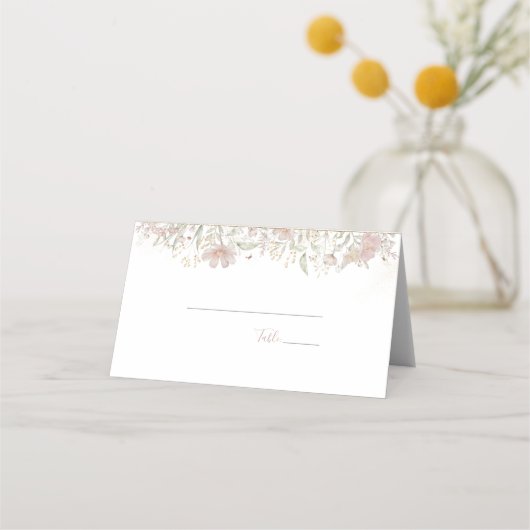 赤面とセージ・ワイルドフラワー春の結婚式 プレイスカード (裏面)