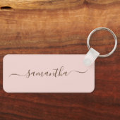 赤面とダークブラウンエレガントスワッシュの署名 キーホルダー (正面)