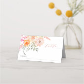 赤面とティール(緑がかった色)フローラベビーシャワー座席 プレイスカード (正面)