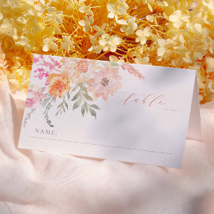 赤面とティール（緑がかった色）フローラベビーシャワー座席 プレイスカード