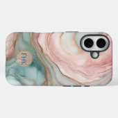 赤面とティール(緑がかった色)マーブル Case-Mate iPhoneケース (裏面 (横))