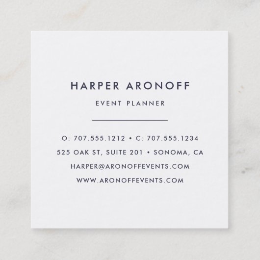 赤面とネイビーアンティーク牡丹ジオメトリック スクエア名刺 (裏面)