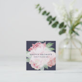 赤面とネイビーアンティーク牡丹ジオメトリック スクエア名刺 (スタンド正面)