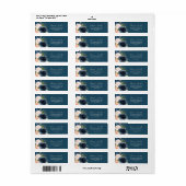 赤面とネイビーフラワーズブルー差出人住所ラベル ラベル (フルシート)