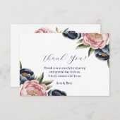 赤面とネイビーブルーピーニー結婚ズ サンキューカード (正面/裏面)