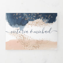 赤面とネイビーモダンズ結婚の3倍招待状