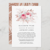 赤面とバラの金ゴールド減らのゲスト・リスト 案内状 (正面/裏面)