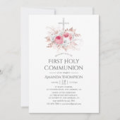 赤面とバラ金ゴールドフローラファーストホーリーコミュニオン 招待状 (正面)