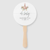 赤面とバラ金ゴールドフローラユニコーンベビーシャワー ハンドファン (正面)