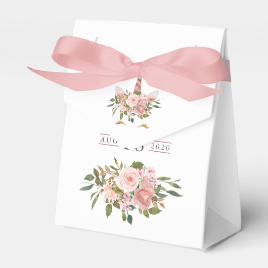 赤面とバラ金ゴールドフローラユニコーンベビーシャワー フェイバーボックス (正面サイド)