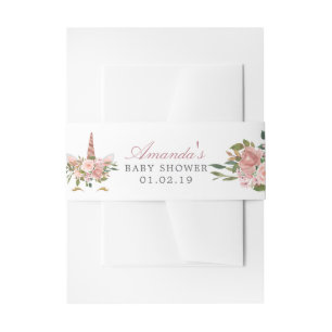 赤面とバラ金ゴールドフローラユニコーンベビーシャワー 招待状ベリーバンド