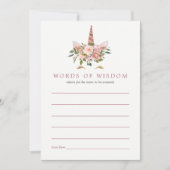 赤面とバラ金ゴールドユニコーンベイビーシャワーママアドバイス 招待状 (正面)