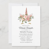 赤面とバラ金ゴールドユニコーン仮想ベビーシャワー 招待状 (正面)