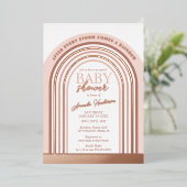 赤面とバラ金ゴールドレインボーベビーベビーシャワー 箔招待状 (立ち正面)