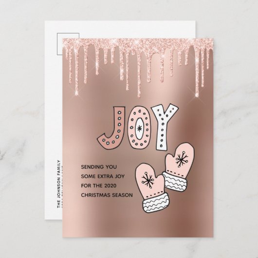 赤面とバラ金ゴールド2020年クリスマスに喜びを送る シーズンポストカード (正面/裏面)