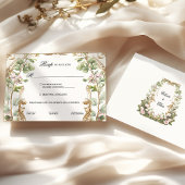 赤面とピンクのフローラ庭園の結婚式食事の選択R 出欠カード