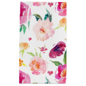 赤面とピンクの水色の牡丹のパターン抱き枕 スモールペーパーバッグ (正面)