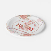 赤面とピンクベアの赤ちゃんシャワー7" ペーパープレート (アングル)