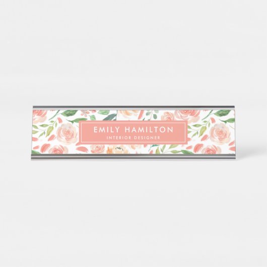 赤面とピーチフローラ | カスタマイズ デスクネームプレート (正面)