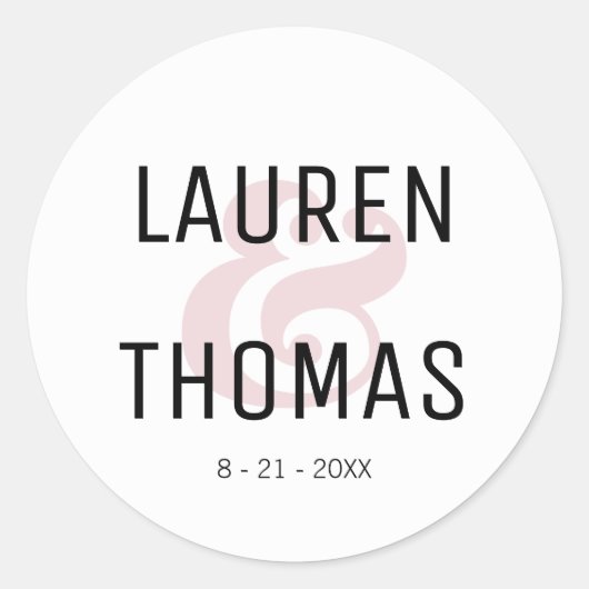 赤面とブラックアンパサンド結婚のステッカー ラウンドシール (正面)