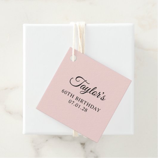 赤面とブラックエレガントスクリプト60誕生日 フェイバータグ (インサイチュ)