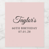 赤面とブラックエレガントスクリプト60誕生日 ワインラベル (シングルラベル)