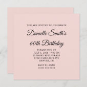 赤面とブラックエレガントスクリプト60誕生日 招待状 (正面/裏面)