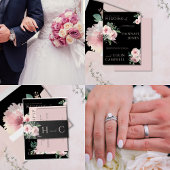 赤面とブラックエレガントフローラ水色 招待状