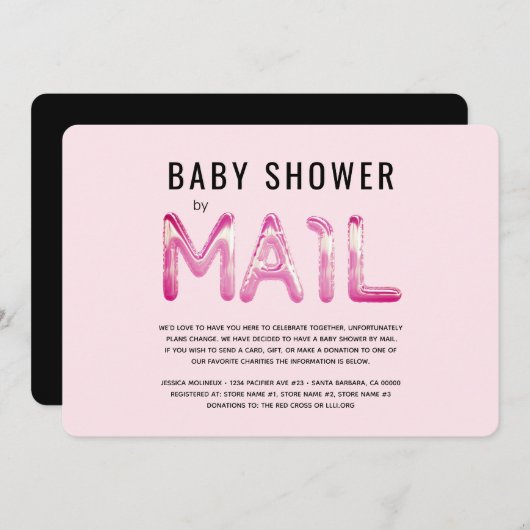 赤面とブラックベビーシャワーバイメール招待状 招待状 (正面/裏面)