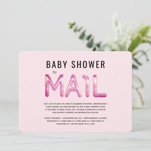 赤面とブラックベビーシャワーバイメール招待状 招待状 (スタンド正面)