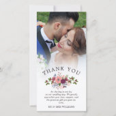 赤面とブルグンディ結婚の感謝の写真 サンキューカード (正面)