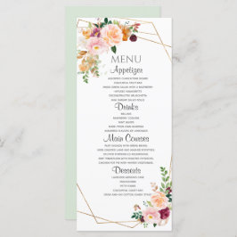 赤面とブルゴーニュのバラフラットメニュー。 メニュー