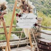 赤面とブルゴーニュのフローラ結婚歓迎のサイン ポスター