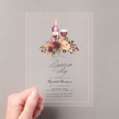 赤面とブルゴーニュのワインの試飲バチェロレッテ アクリル招待状 (インサイチュ (ポータブル))