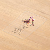 赤面とブルゴーニュのワインの試飲バチェロレッテ アクリル招待状 (レイダウン)