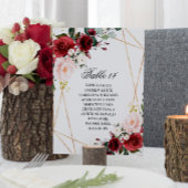 赤面とブルゴーニュバラ結婚のシーティングチャートカード 招待状