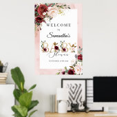 赤面とブルゴーニュフローラ金ゴールドベビーシャワー ポスター (ホームオフィス)